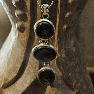 Black Onyx 3 Stone Pendant